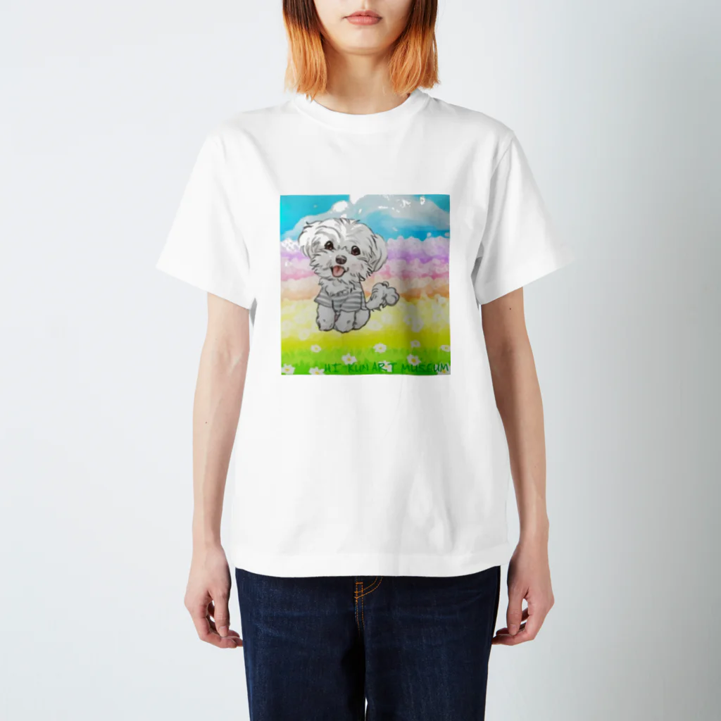 HI-KUN ART MUSEUM　　　　　　　　(ひーくんの美術館)の犬と花畑 スタンダードTシャツ