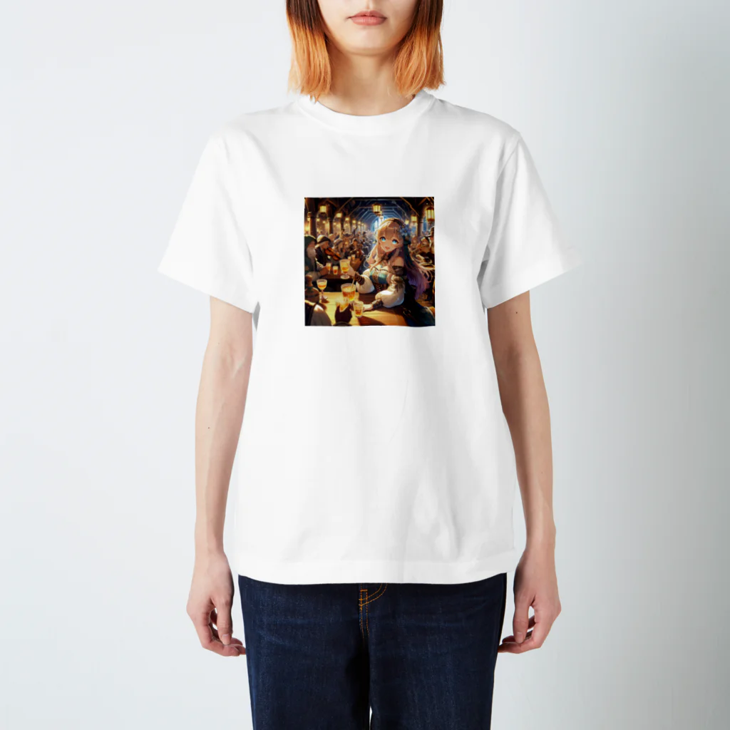 kaitaku1215の中世ファンタジー美少女の大冒険 酒場と楽器演奏 Regular Fit T-Shirt