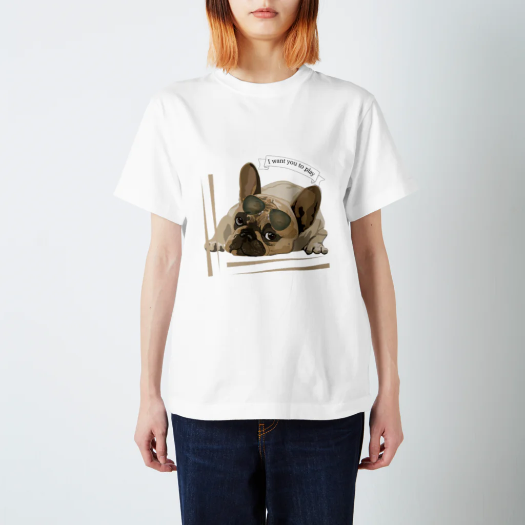 3dog_mamanの甘えて見つめるワンちゃん Regular Fit T-Shirt