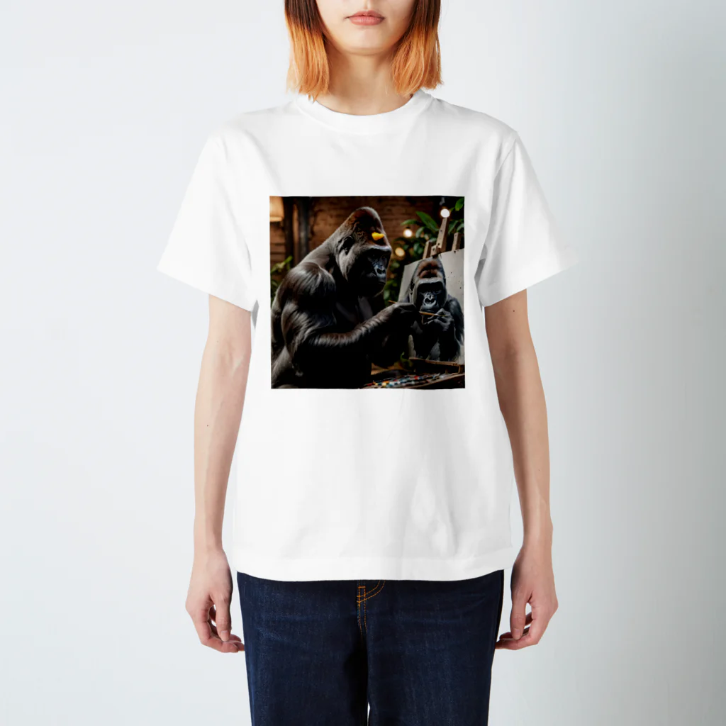 fumi_sportsの絵画人、ゴリラ Regular Fit T-Shirt