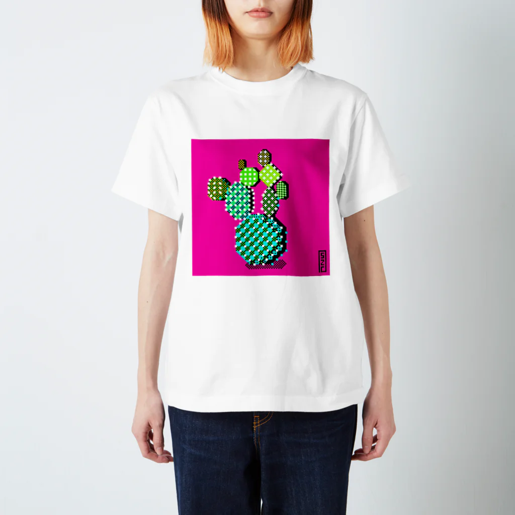 正座ちゃんのドット絵ショップのウチワサボテン スタンダードTシャツ