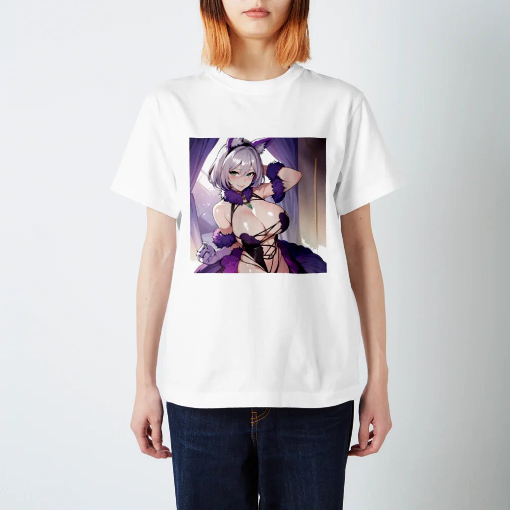 LONGSTONEの猫耳　美少女 Regular Fit T-Shirt