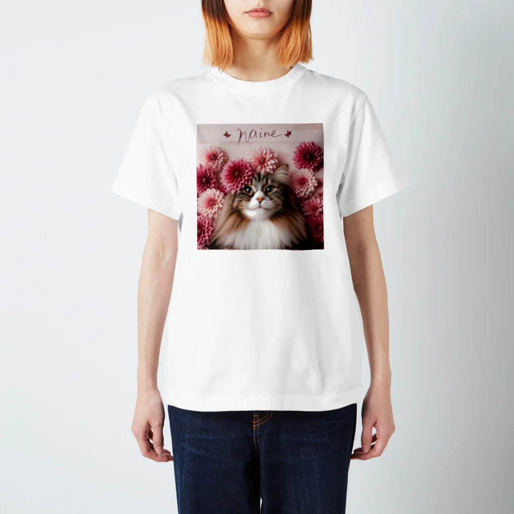 Y m @Y's shopの猫とダリア スタンダードTシャツ