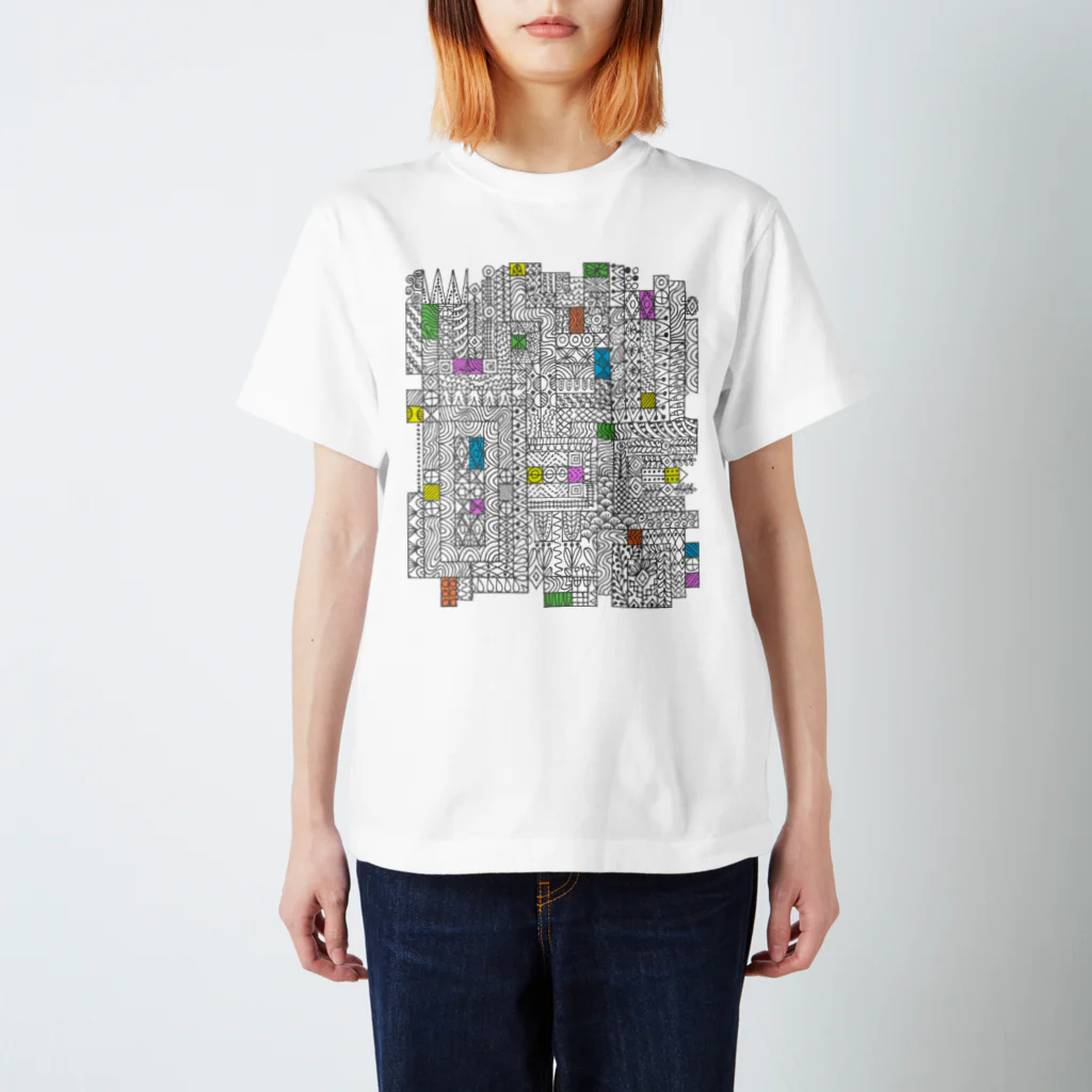 TSUTOMUiDaのTSUTOMUiDa_drawing41_BLOCKS Regular Fit T-Shirt