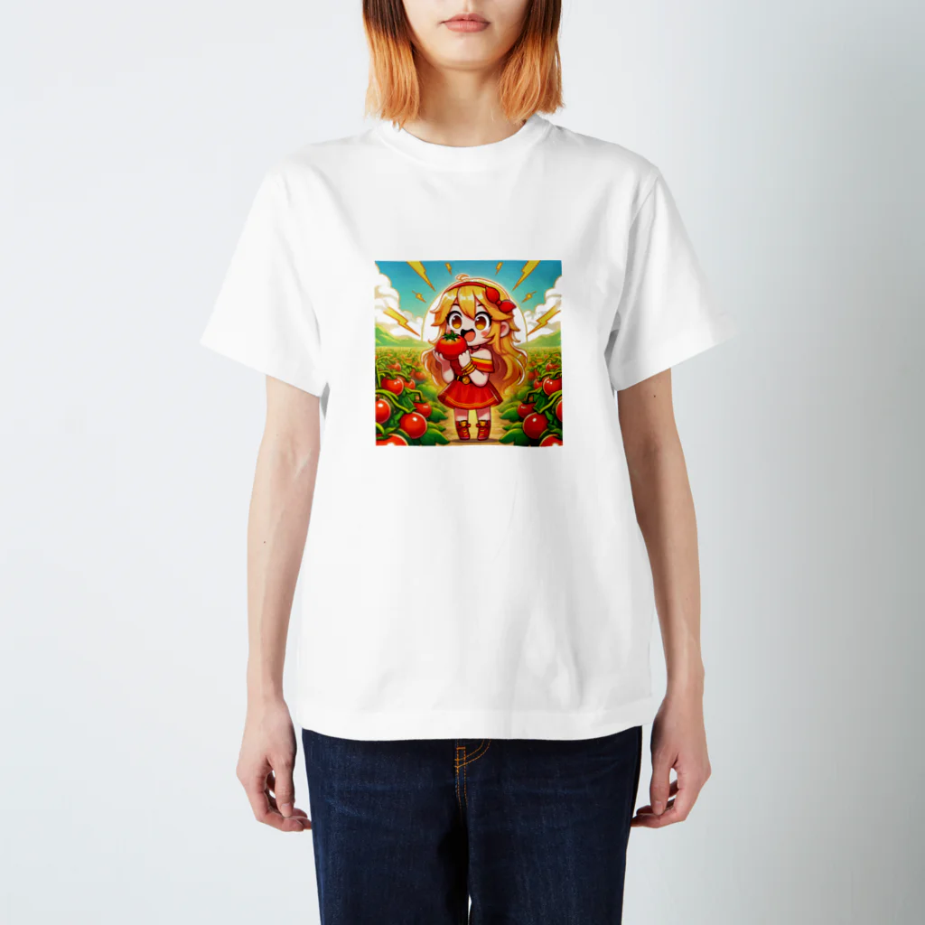 bottaの可愛い、リコピン、トマト食べてる スタンダードTシャツ