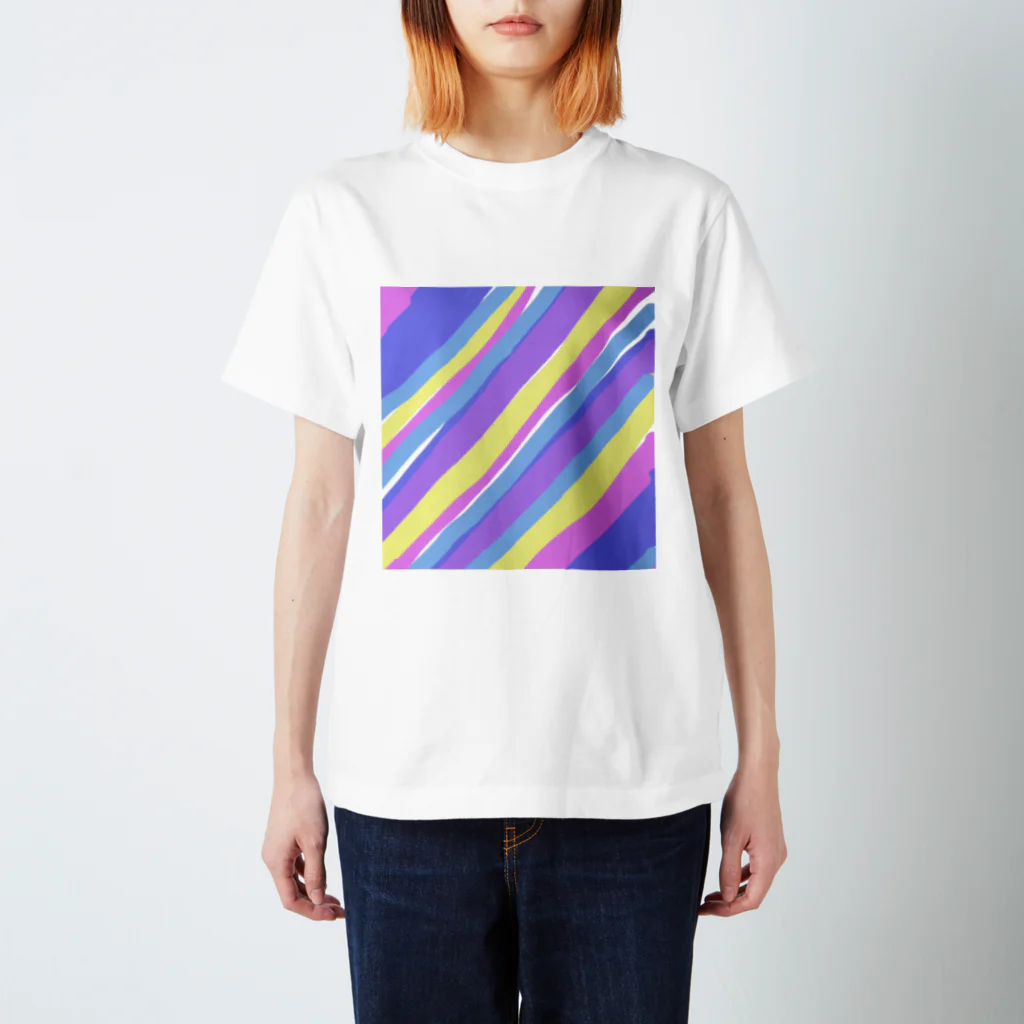 rollのストライプ　斜め Regular Fit T-Shirt