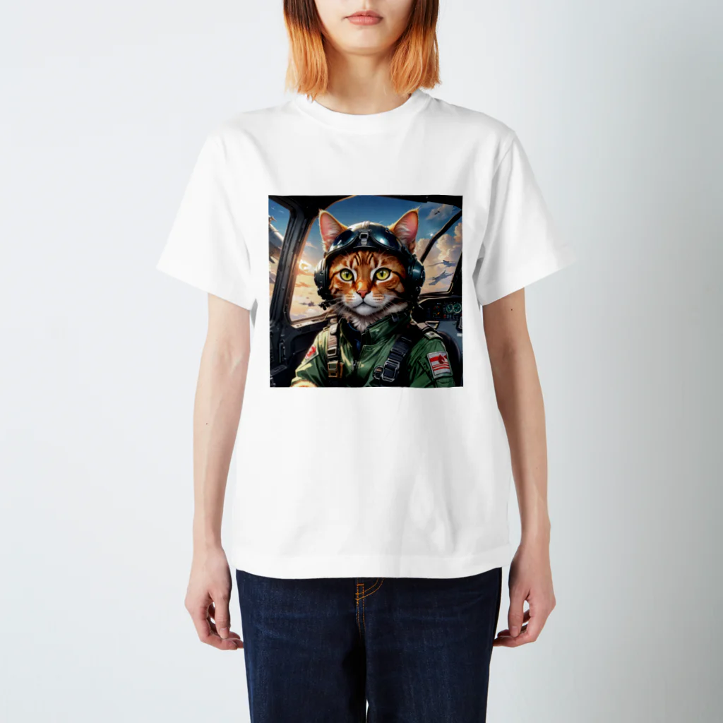 nekoと鉄のパイロット猫 スタンダードTシャツ