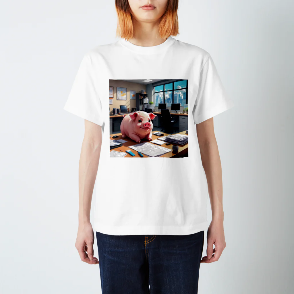 MTHの社内のたすくのすけじゅーりんぐをうみにぶた行 Regular Fit T-Shirt