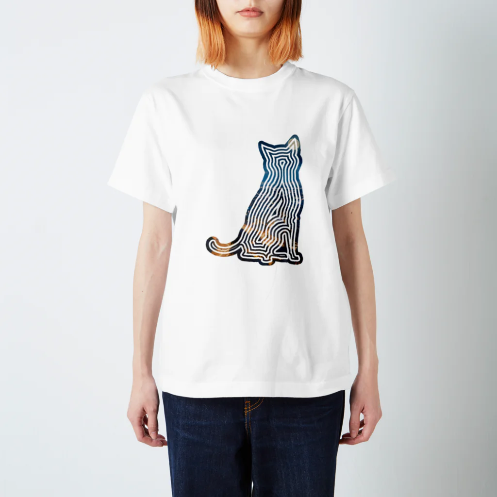 猫との風景の風景_夜景と猫001 Regular Fit T-Shirt