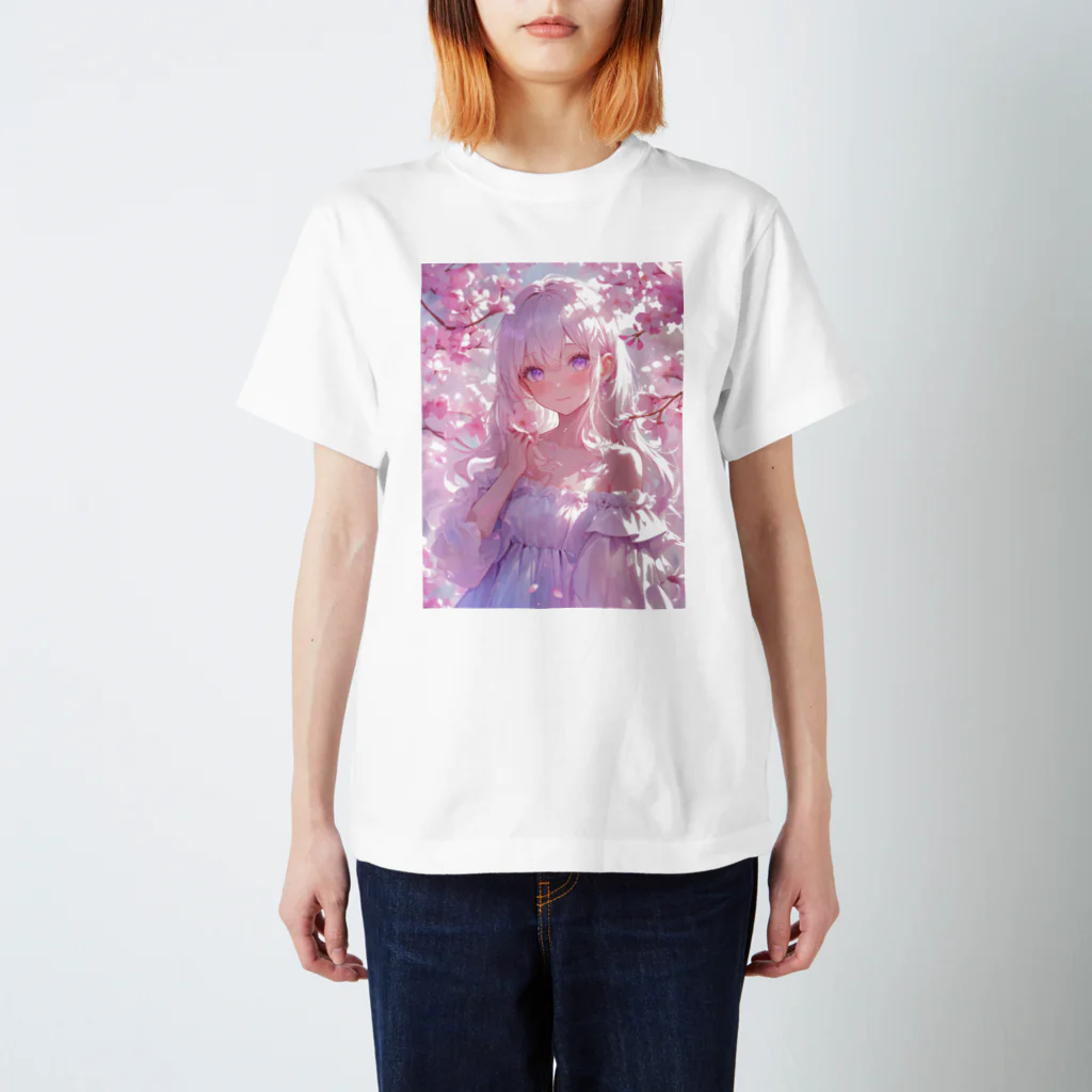 AQUAMETAVERSEの桜の下の少女幸せいっぱい　なでしこ1478 Regular Fit T-Shirt