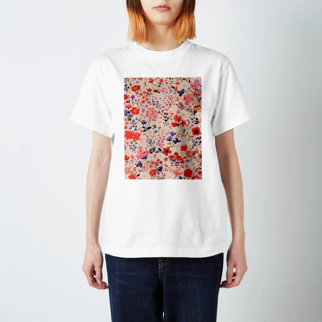 AQUAMETAVERSEの花柄のプリント　なでしこ1478 スタンダードTシャツ