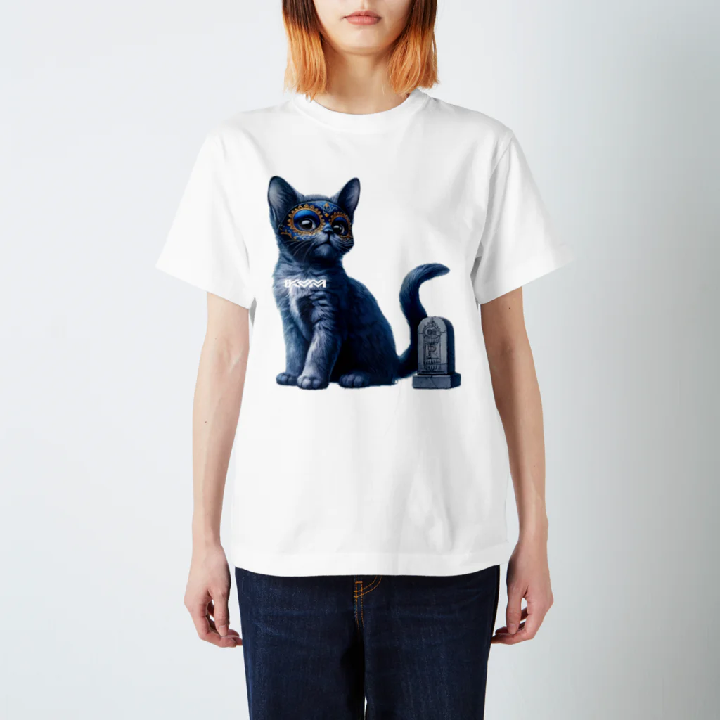 KVM｜kitten ＊ venetian-maskの仮面のロシアンブルー｜石像 ① スタンダードTシャツ