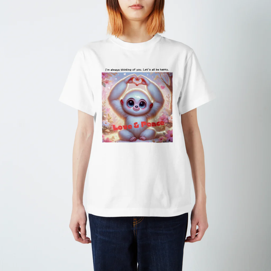 dreamy-designのLOVE&PEACE　シロテナガザルくん Regular Fit T-Shirt