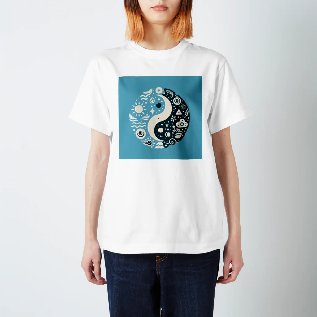 akiramenの陰陽　青 スタンダードTシャツ