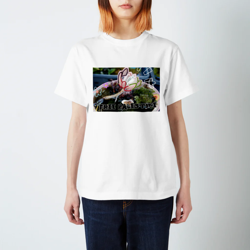 かもねぎショップのFREEpalestine 多肉植物 Regular Fit T-Shirt