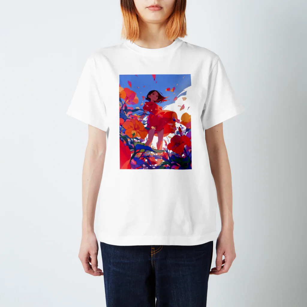 AQUAMETAVERSEの丘の上ひなげしの花で♪♪BLUE PLUM  691 スタンダードTシャツ