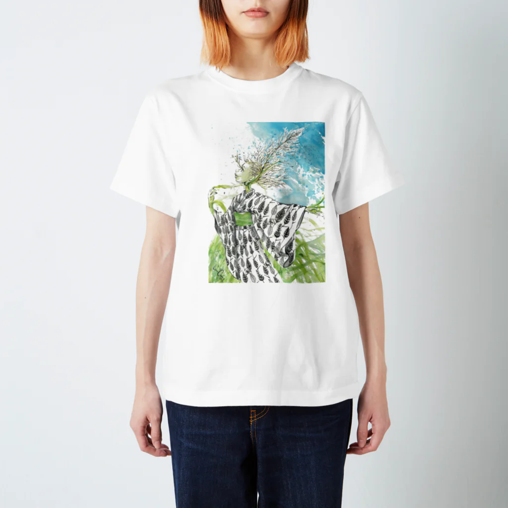 S_Bingata_NAHAのサトウキビ Girl Regular Fit T-Shirt