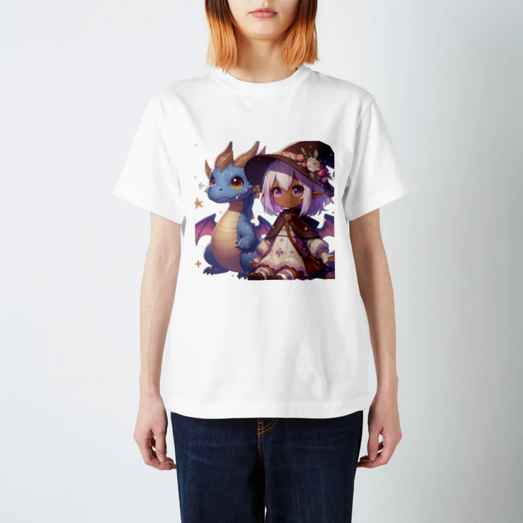 ピクセルパレットのドラゴンと可愛い女の子3 Regular Fit T-Shirt