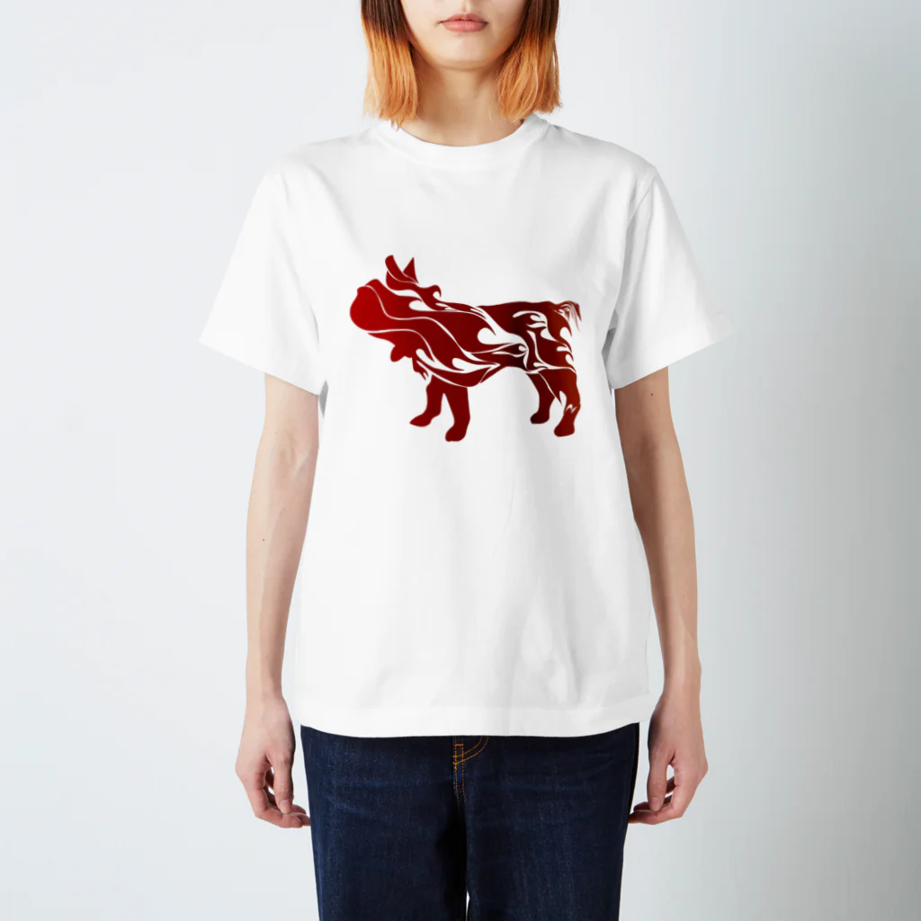 chicodeza by suzuriのファイアーフレンチブルドッグ Regular Fit T-Shirt
