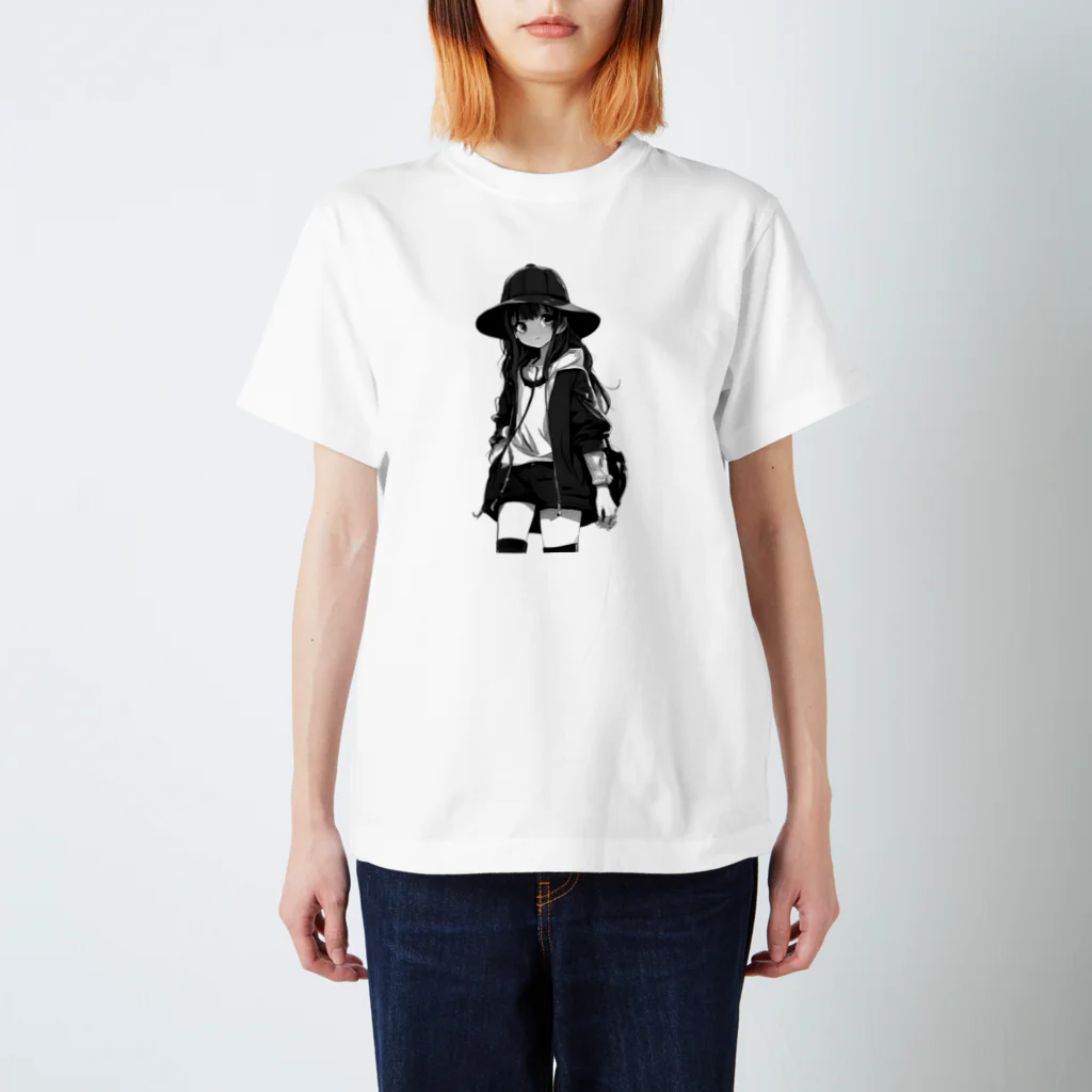 モノクロ美少女の悲しみ美少女モノクロ Regular Fit T-Shirt