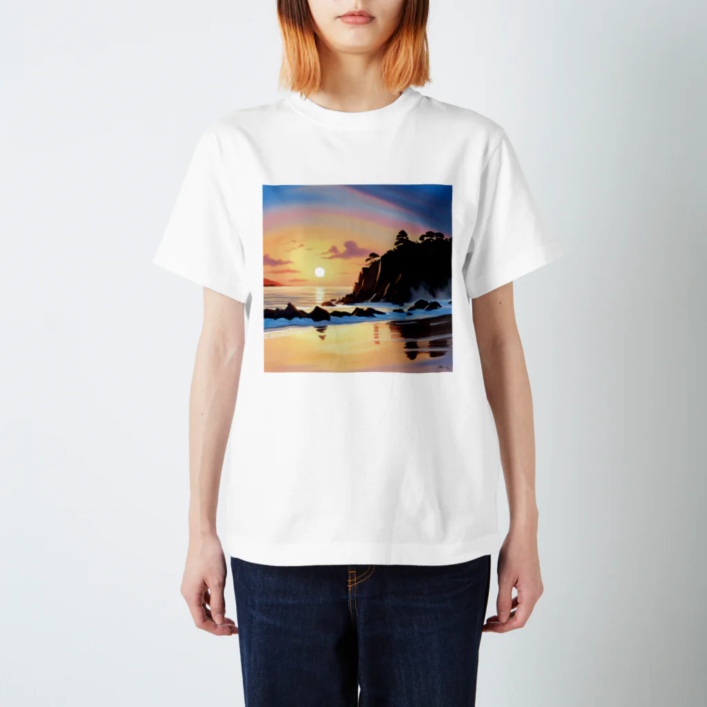 Chama's shopの海と夕日 Regular Fit T-Shirt