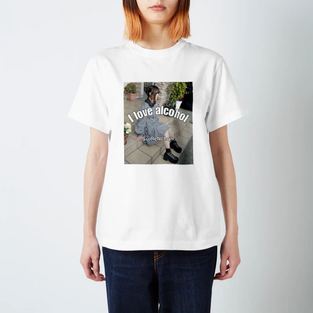 睡蓮ちゃんの睡蓮ちゃん アクリルスタンド I love alcohol Ver. Regular Fit T-Shirt