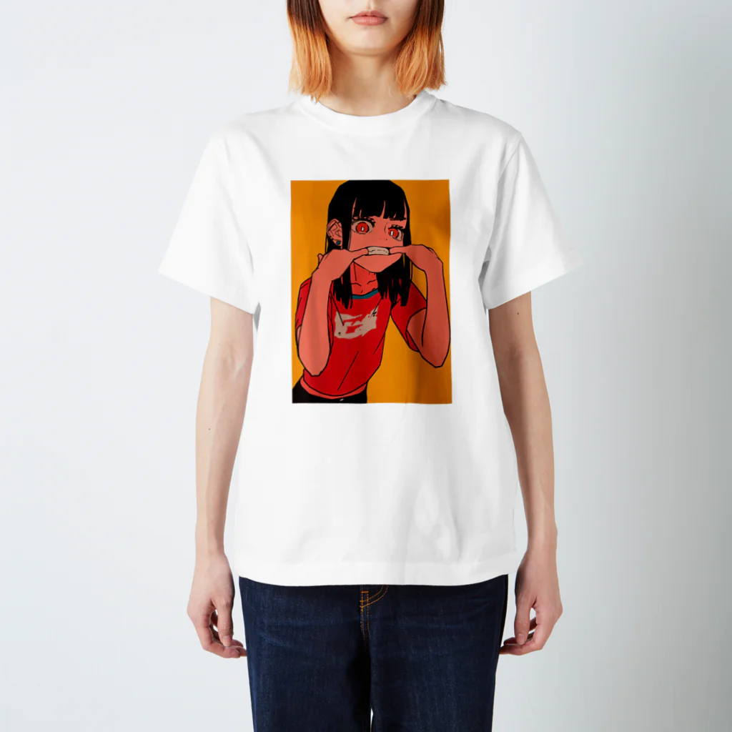 World_Teesのローファイエステティックなレトロ90年代の日本の妻（ワイフ）かわいいアニメガール スタンダードTシャツ