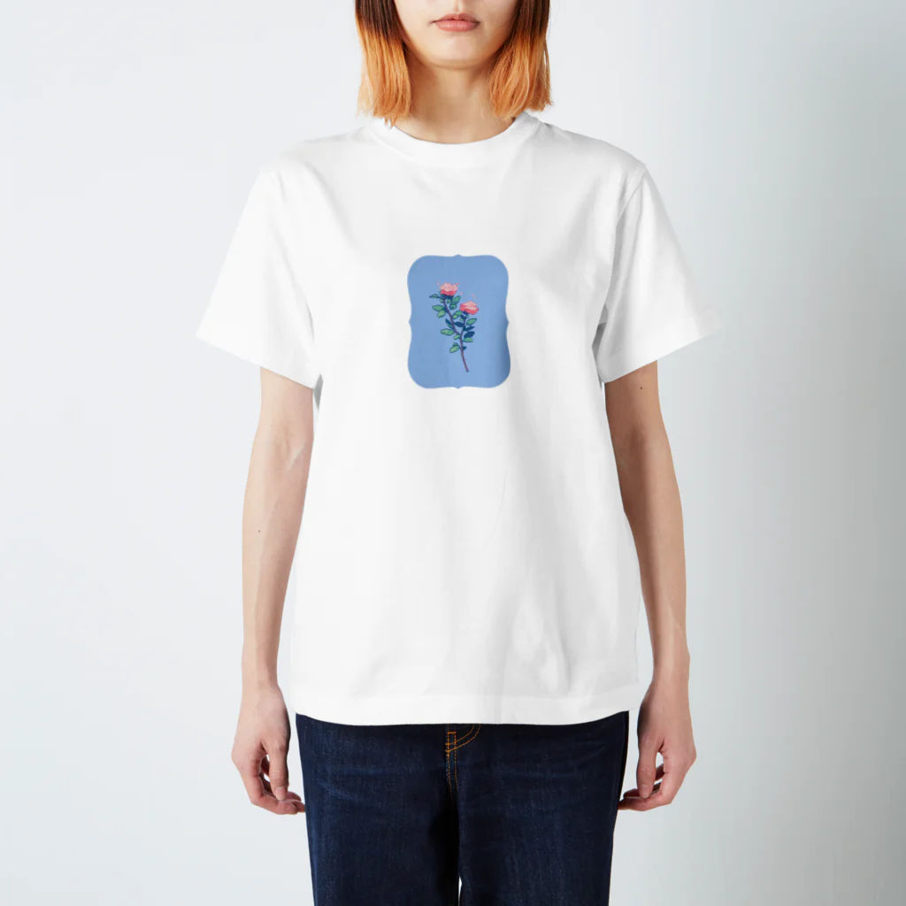 AMI_asasumiのドット絵のお花　BLUE スタンダードTシャツ