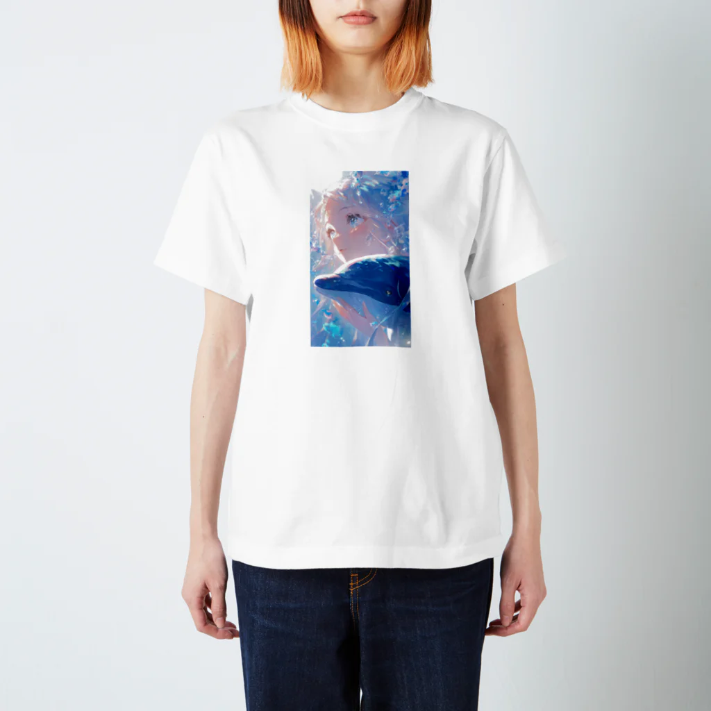 少女と神秘の出逢いのイルカと少女の出逢い スタンダードTシャツ