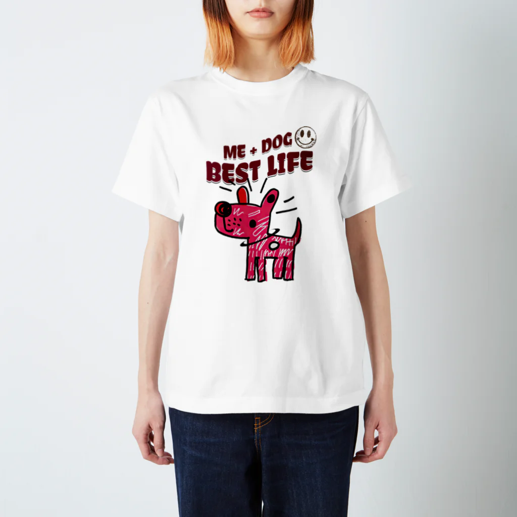 HappyFaceMarketのMe+Dog=Best Life 犬と一緒のベストな人生 Regular Fit T-Shirt