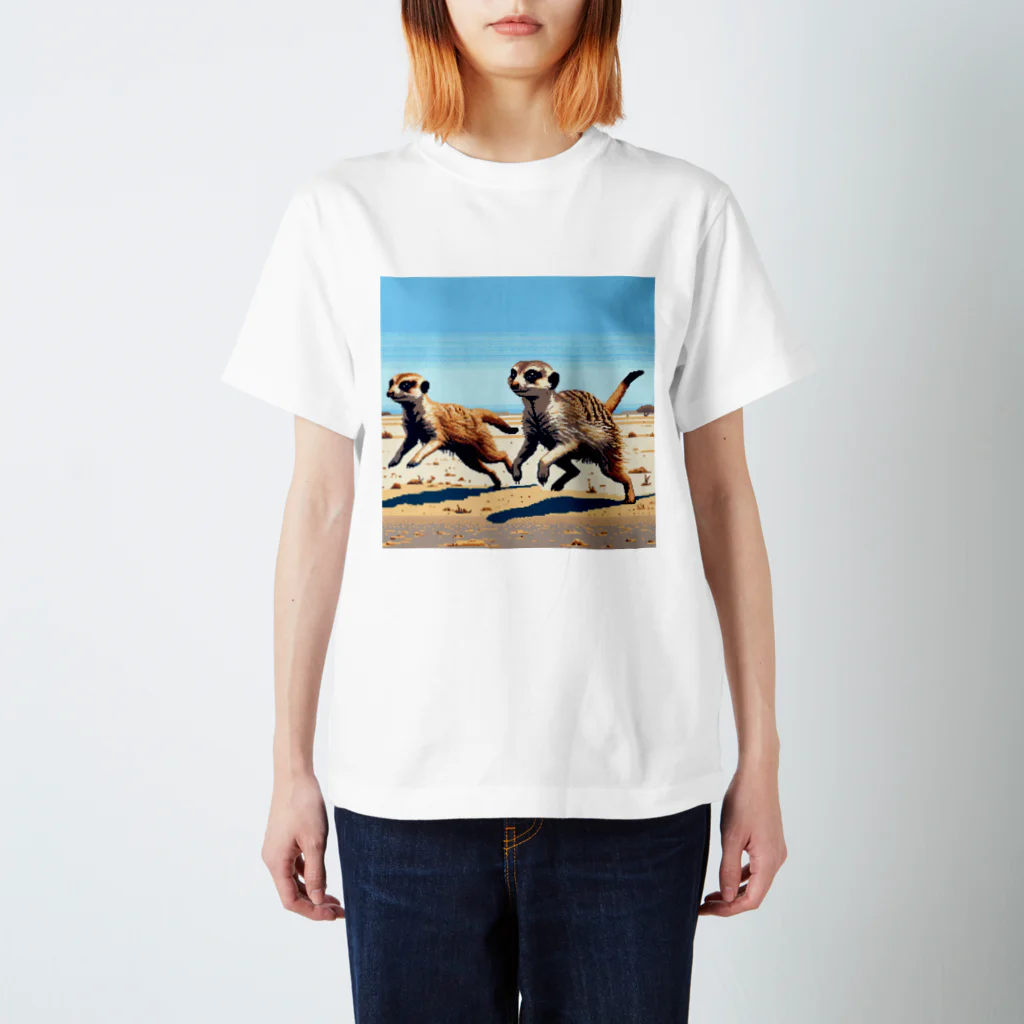 DotAnimalsのドットミーアキャット_疾走 Regular Fit T-Shirt