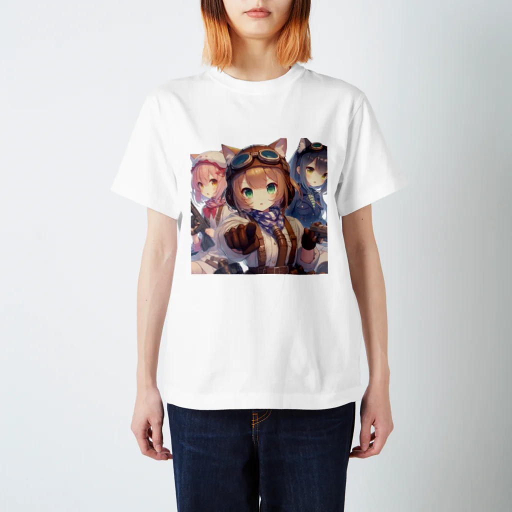 SWQAの猫パイロット仲間たち スタンダードTシャツ