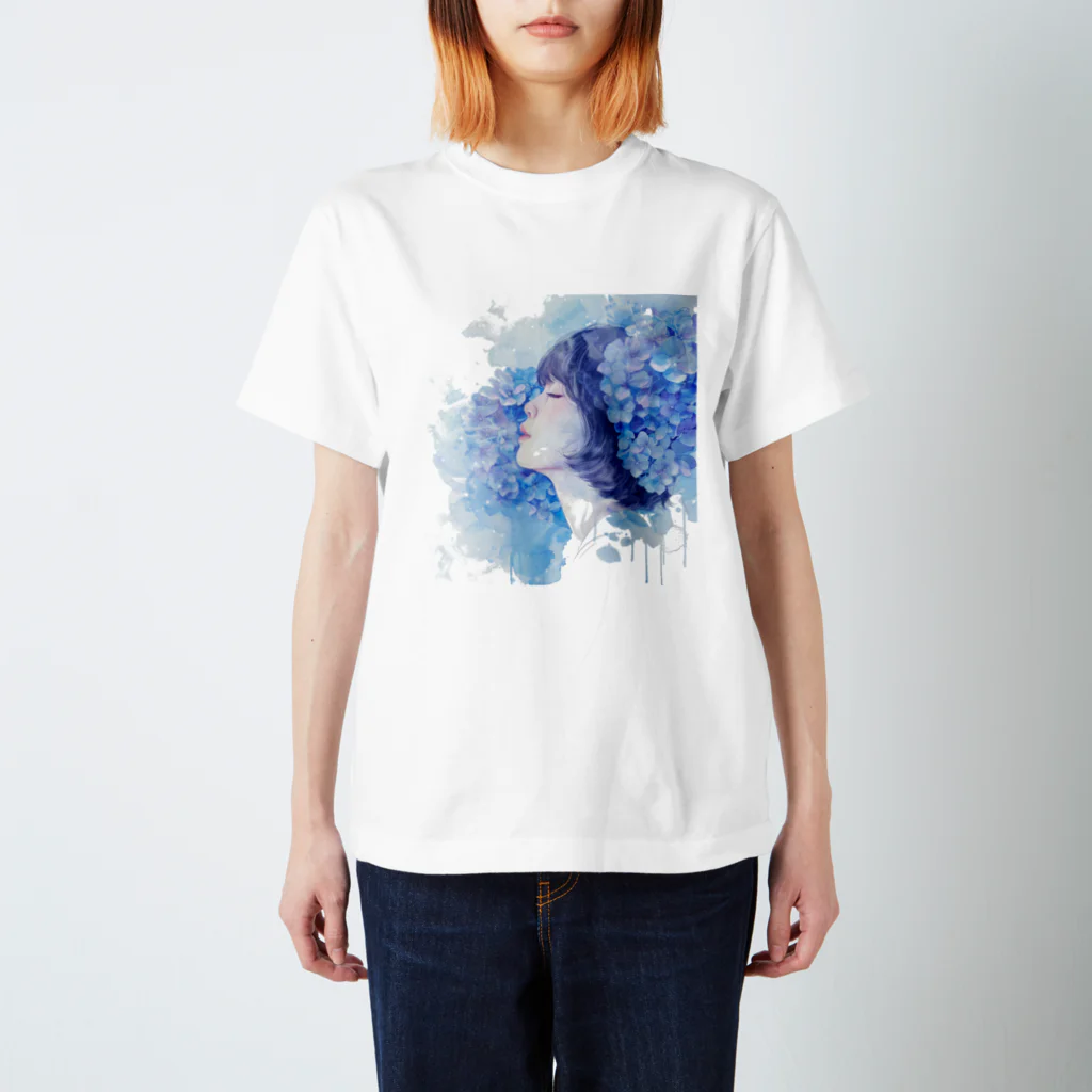 AQUAMETAVERSEの紫陽花と美女 スタンダードTシャツ