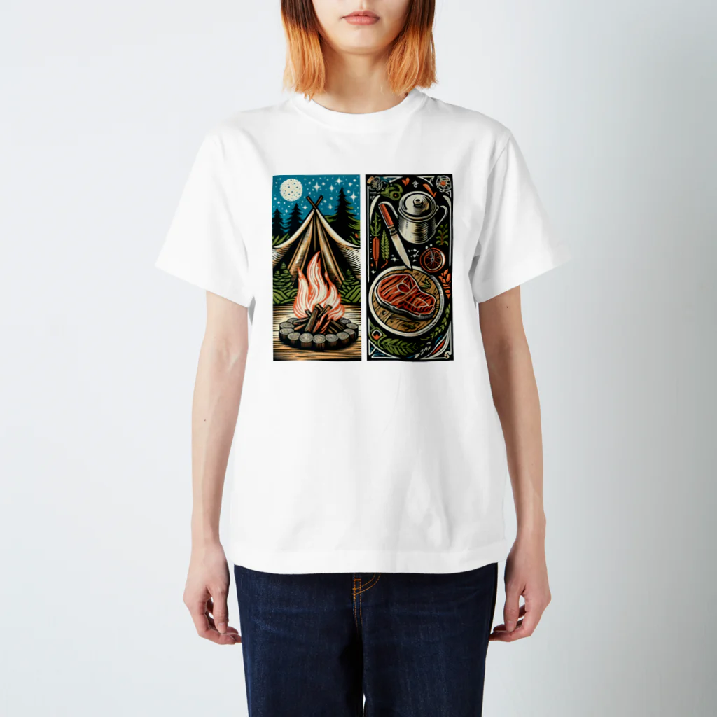 Camping Steak（キャンピング・ステーキ）のCamping Steak（キャンピング・ステーキ）13焚火ステーキ Regular Fit T-Shirt