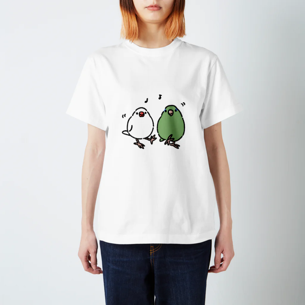小鳥ハウスの文鳥とマメルリハインコ Regular Fit T-Shirt