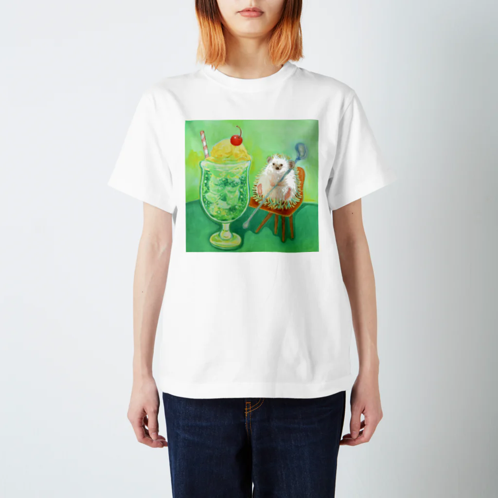 せど はるなのSUZURI shopのクリームソーダ-oil painting 大きめプリント Regular Fit T-Shirt