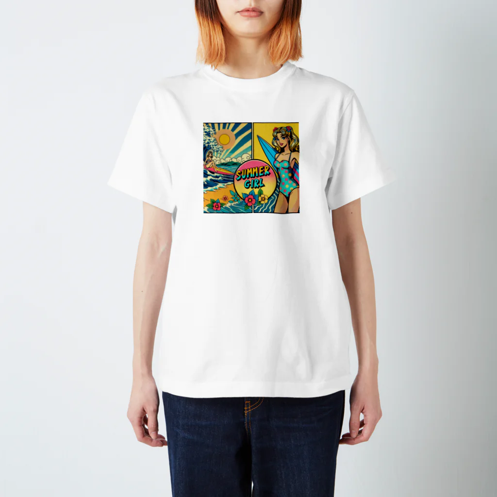 UKIYO-E_POP_by_convert_worksの浮世絵SUMMER_GIRL Regular Fit T-Shirt