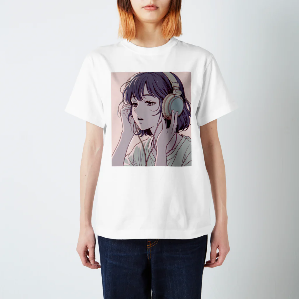 lamlamのヘッドフォンをしている女の子 スタンダードTシャツ