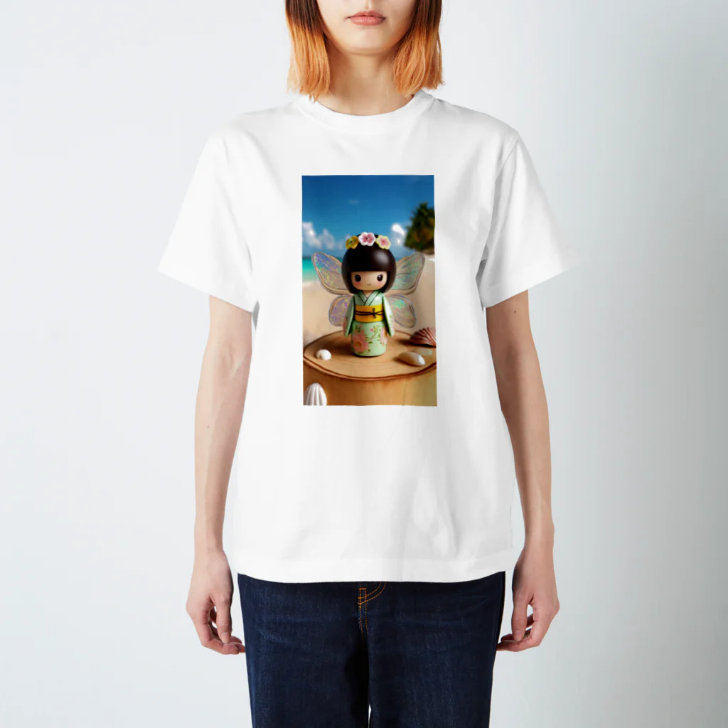 ぷぷオレンジの海の妖精こけしちゃん Regular Fit T-Shirt