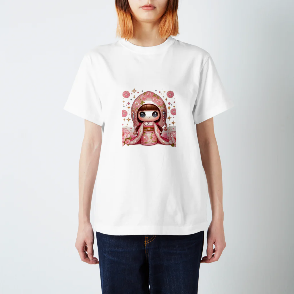 ぷぷオレンジのキラキラ花ミックスこけしちゃん Regular Fit T-Shirt