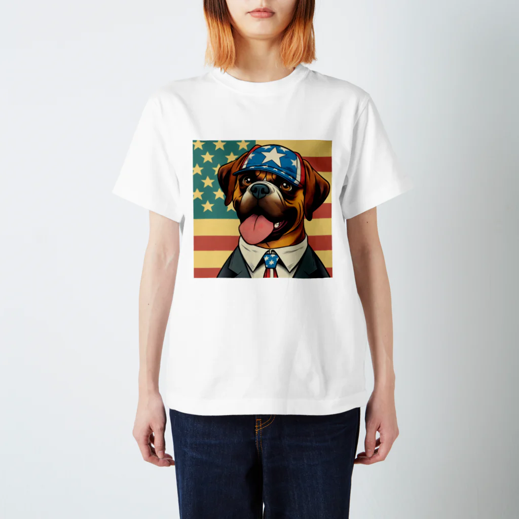 G線上のシュナウザーのアメリカンドリームを追いかける犬 スタンダードTシャツ