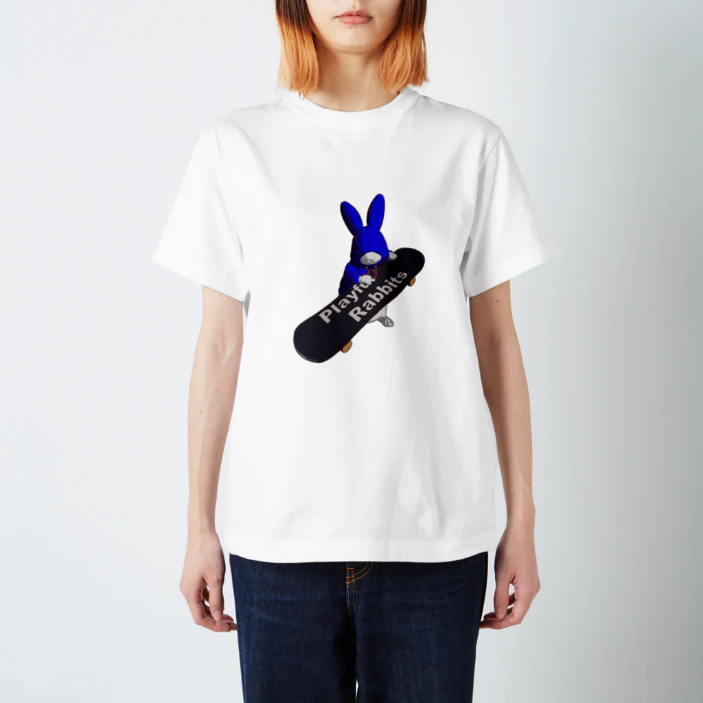 鬼鞍 ONIKURAのPlayful Rabbits ブルー Regular Fit T-Shirt