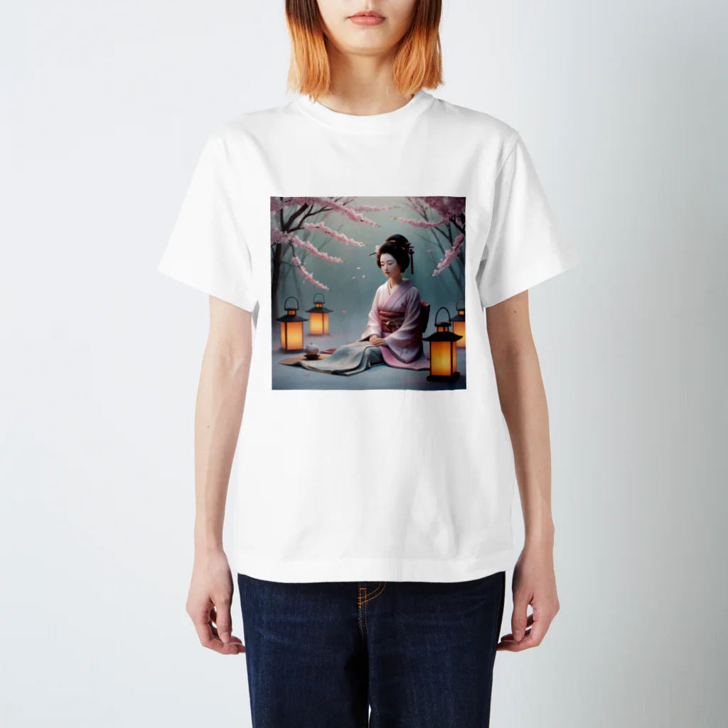 raimu-の着物女性と桜 Regular Fit T-Shirt