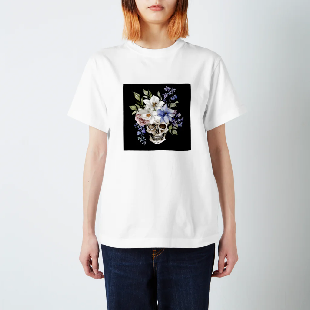 なかはらみくの骸骨と花束 Regular Fit T-Shirt