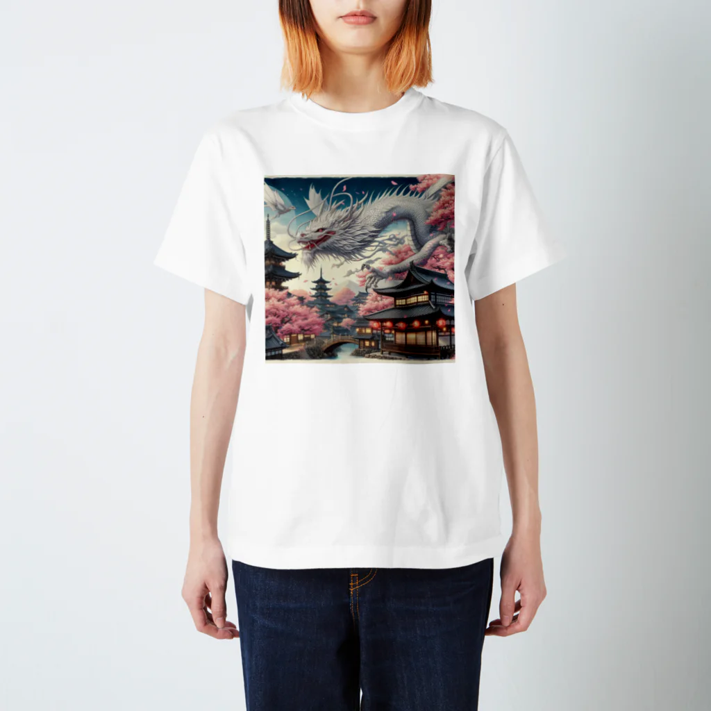 BABYLON  Channel　aiの白龍　桜舞う都　自然風景 スタンダードTシャツ