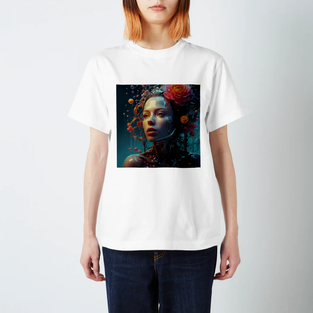 AI少女の未来を見つめる女性 スタンダードTシャツ