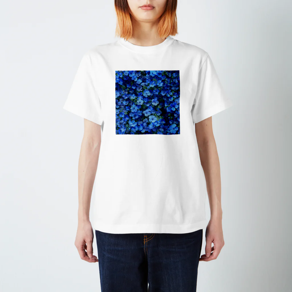 オンラインショップイエローリーフの鮮やかな青色の花　ネモフィラ スタンダードTシャツ