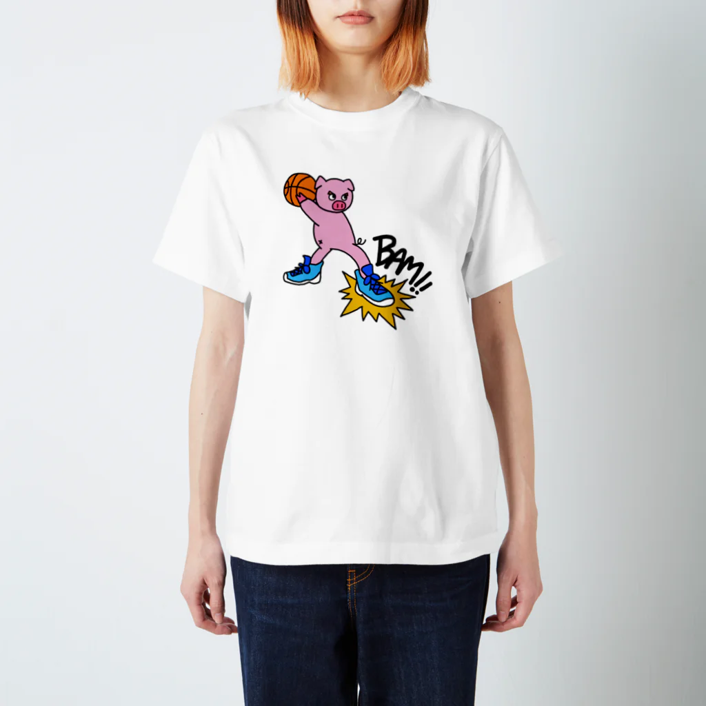 やまだあんずのぶたくん　バスケ　カラーver. Regular Fit T-Shirt