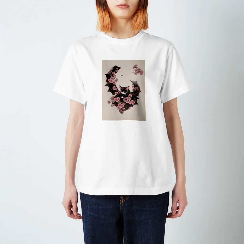 goblinakiyamaのdigital浮世絵　コウモリ02 スタンダードTシャツ