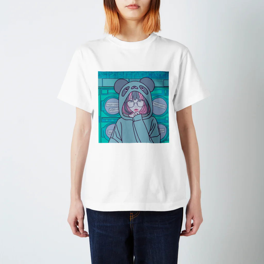 WASH&DRY24のパンダ女子　メガネパーカー娘 スタンダードTシャツ